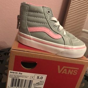 Toddler girl vans, high top size 5